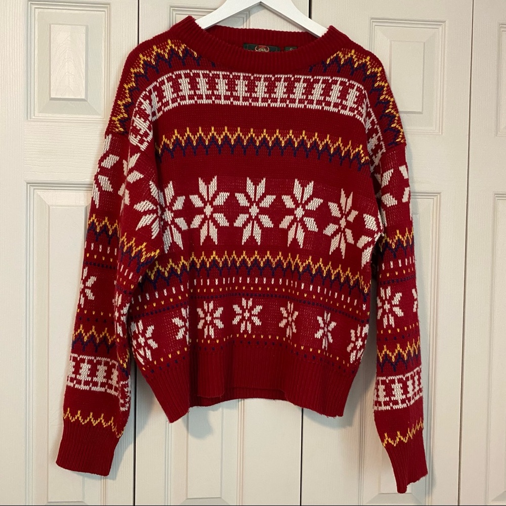 Flawed Greatland Sports Wear Winter Ugly Christmas Holiday Knit Sweater Oversize